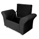 Ver imagem 4 de Kit Cabeceira Geovana + Calçadeira Baú Veneza Solteiro 100cm Suede - Renascer Decor:Preto