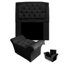 Ver imagem 1 de Kit Cabeceira Geovana + Calçadeira Baú Veneza Solteiro 100cm Suede - Renascer Decor:Preto