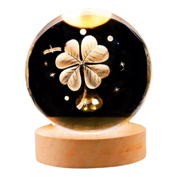 Luminária de Mesa Led Bola de Cristal 3d Trevo da Sorte - 1