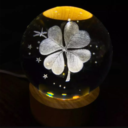 Luminária de Mesa Led Bola de Cristal 3d Trevo da Sorte - 2
