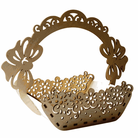 Cesta com alça corte à laser em MDF