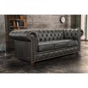 Ver imagem 5 de Sofá 3 Lugares com Tachas em Couro Legítimo Chesterfild