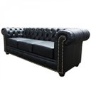 Ver imagem 1 de Sofá 3 Lugares com Tachas em Couro Legítimo Chesterfild