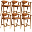 Ver imagem 1 de Kit 6 Banquetas Alta para Cozinha Bancada Bar Sala de Jantar Fixa Cecília L02 Couríssimo Canela -