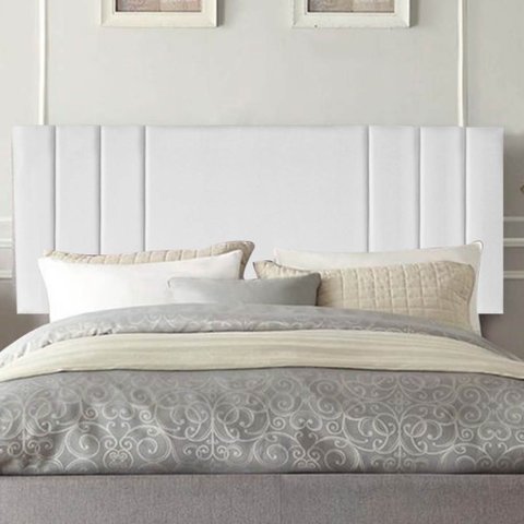 Painel Estofado Luxo Grécia 140cm Casal para Cama Box Corino Branco - Gat Magazine