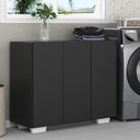 Ver imagem 1 de Armário Lavanderia Com 3 Portas 90 Cm Mp5034 Preto/Branco