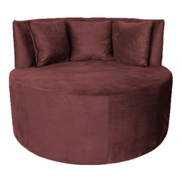 Sofá Puff Chaise Estofada Redondo Barcelona Almofadas Suede Rosê Eli Móveis e Decoração - 1