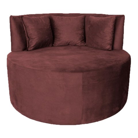 Sofá Puff Chaise Estofada Redondo Barcelona Almofadas Suede Rosê Eli Móveis e Decoração
