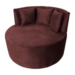 Sofá Puff Chaise Estofada Redondo Barcelona Almofadas Suede Rosê Eli Móveis e Decoração - 2