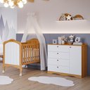 Ver imagem 2 de Jogo de Quarto Infantil Cômoda Encanto e Berço Harmonia Nature/branco - Permóbili Baby