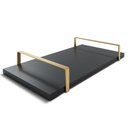 Ver imagem 1 de Bandeja Decorativa 25x50cm Borda Infinita Preta Com Alça Cobre
