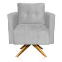 Ver imagem 4 de Poltrona Sala Decorativa Kit 2 Livia Giratória Madeira Suede Cinza M11 - D’Rossi