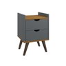 Mesa de Cabeceira Juma 2 Gavetas Estilo Retro - Cinza/freijó - 1
