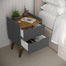 Mesa de Cabeceira Juma 2 Gavetas Estilo Retro - Cinza/freijó - 3