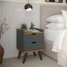 Mesa de Cabeceira Juma 2 Gavetas Estilo Retro - Cinza/freijó - 2