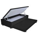 Ver imagem 1 de Cama Box Baú Auxiliar Solteiro Suede Espuma 8cm 45x88x188 Preto