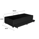 Ver imagem 3 de Cama Box Baú Auxiliar Solteiro Suede Espuma 8cm 45x88x188 Preto