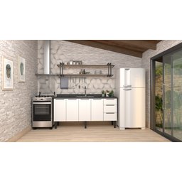 Gabinete Armário Cozinha Jupter Cozimax 2.00 Mt 100% Aço P/ Pia -Balção 200 cm -4 Portas- 3 Gavetas  - 3