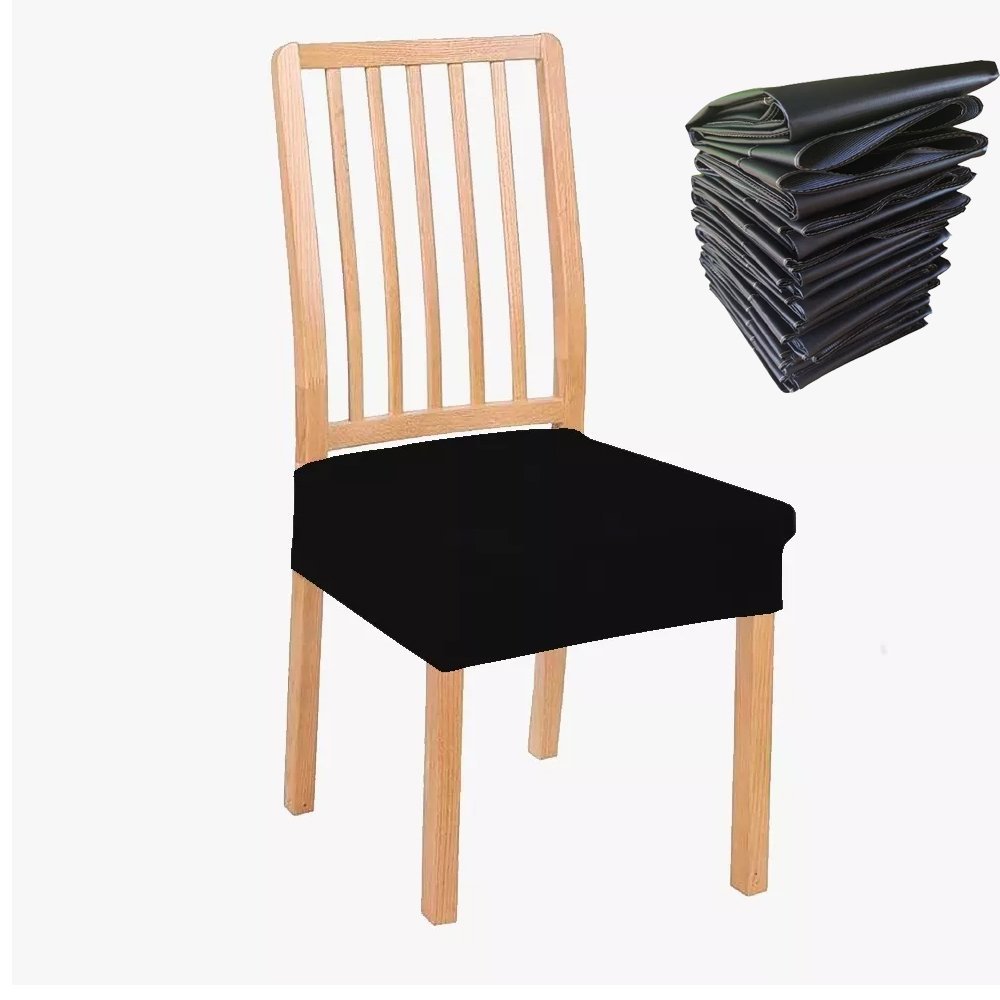 Capa Para Assento Cadeira Preta Kit 6 Peças Impermeável - 1