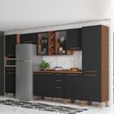 Ver imagem 1 de Armário De Cozinha Completa Vidro Reflecta Com Adega 11 Portas 4 Gavetas Favorita Preto /Nature