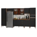 Ver mais imagens de Armário De Cozinha Completa Vidro Reflecta Com Adega 11 Portas 4 Gavetas Favorita Preto /Nature