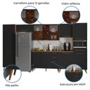 Ver imagem 4 de Armário De Cozinha Completa Vidro Reflecta Com Adega 11 Portas 4 Gavetas Favorita Preto /Nature
