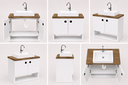 Ver imagem 4 de Kit Gabinete Banheiro Completo com Espelho Cuba Válvula Torneira e Sifão:Branco/Cedro