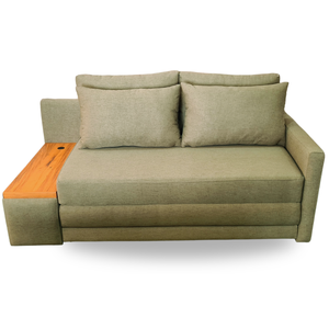 Sofá Cama USB | com Tampo Lateral ESQUERDO  | Tecido LINHO SAFIRA | MEDIDA 180CM | SAFIRA