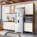 Ver imagem 2 de Cozinha Compacta Manu C/ Porta de Vidro + Balcão Manu com Tampo 120 Cm Carvalho/carvalho/off White