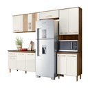 Ver imagem 1 de Cozinha Compacta Manu C/ Porta de Vidro + Balcão Manu com Tampo 120 Cm Carvalho/carvalho/off White