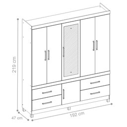 Guarda Roupa Casal Monza Com Espelho Amendola - 2 Guarda Roupa Casal Monza Com Espelho Amendola - 2