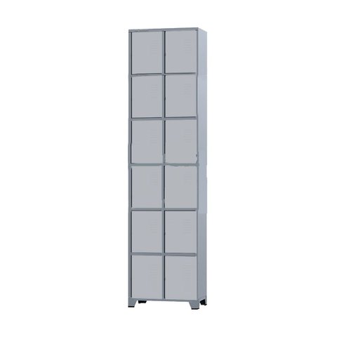 Armário Roupeiro de Aço 12 Portas para Vestiário Academia Locker Cinza