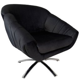 Poltrona Giovana Base Giratória Cromado em Sued Premium:preto - 1