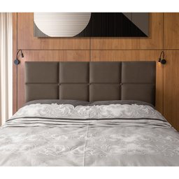 Cabeceira Painel Cama Box Queen 1,60m Estofada Belize Veludo Marrom - 1