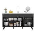 Ver imagem 4 de Balcão Cozinha Gabinete Pia 150cm 3 Portas 1 Gaveta Veneza Multimóveis V2072 Preto