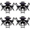 Ver imagem 1 de Kit 4 Jogos De Mesa Dobravel Com 4 Cadeiras Tampo Redondo 70X70 Preto - Preto