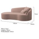 Ver imagem 6 de Divã Recamier Curvo Sala de Estar Inglaterra Lado Esquerdo 150cm Linho Rose - Incasa Decor