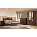 Ver imagem 1 de Kit Quarto Casal Ouro 4 Portas Cama Cômoda 2 Mesas de Cabeceira Pinus Café Finestra Móveis