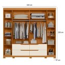 Ver imagem 6 de Kit Guarda Roupa Casal Doble 6 Portas e Cômoda Ilhabela 4 Gavetas Cinamomo Off White