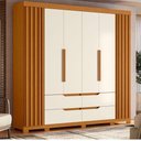 Ver imagem 4 de Kit Guarda Roupa Casal Doble 6 Portas e Cômoda Ilhabela 4 Gavetas Cinamomo Off White