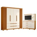 Ver imagem 1 de Kit Guarda Roupa Casal Doble 6 Portas e Cômoda Ilhabela 4 Gavetas Cinamomo Off White
