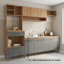 Ver imagem 2 de Cozinha Completa Modulada 5 Peças com Torre Quente e Balcão para Pia sem Tampo 240cm Inova Yescasa Mel/Grafite Cinza