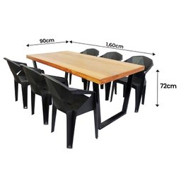 Jogo Mesa Industrial Diamond 1,60m e 6 Cadeiras Área Gourmet Movelaria Leal Mesa de Jantar Estilo In - 4