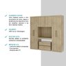 Guarda Roupa Infantil 6 Portas 2 Gavetas Porto Noce Com Escrivaninha Carraro - 3