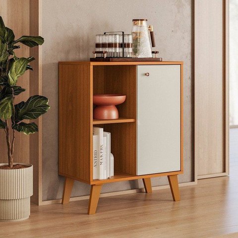 Aparador Bancada Buffet Balcão Armário Escritório Sala Cozinha Cantinho do Café 1 Porta 60cm Capri
