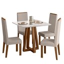 Ver imagem 1 de Sala de Jantar Mesa Quadrada Livia Piccola e 4 Cadeiras Livia - Madeira/mdf, Tecido Suede - Sonetto
