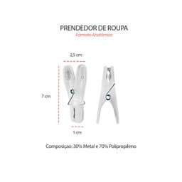 Prendedor de Roupa Formato Anatomico Transparente 36un - 3