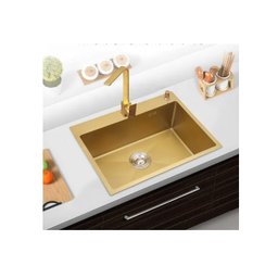 Cuba Pia Aço Inox Gourmet Cozinha 60x45cm com Acessórios Cor Dourada - 2