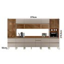 Ver imagem 3 de Cozinha Modulada Proença 8 Peças Paneleiro e Cristaleira Nogueira Nude Prime Tx - Demartez