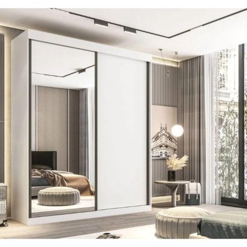 Guarda Roupa Solteiro Búzios 2 Portas de Correr 1 Porta Espelhada 3 Gavetas 100% Mdf - Móveis